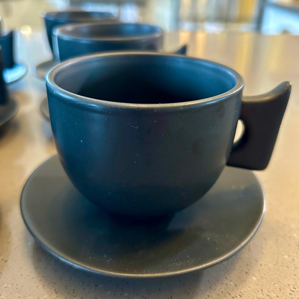 Set of 6 Scandi | Mid Mod Stoneware Cup & Saucer from Up Country Furniture
